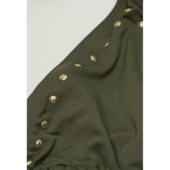 Michael Kors String Side Tie Bikini Stud Triangle Top Green Designer‎ Swim Small - Picture 4 of 7